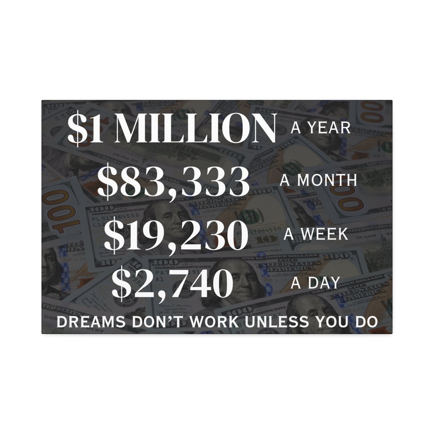 $1 Million Dollars A Year Wall Canvas