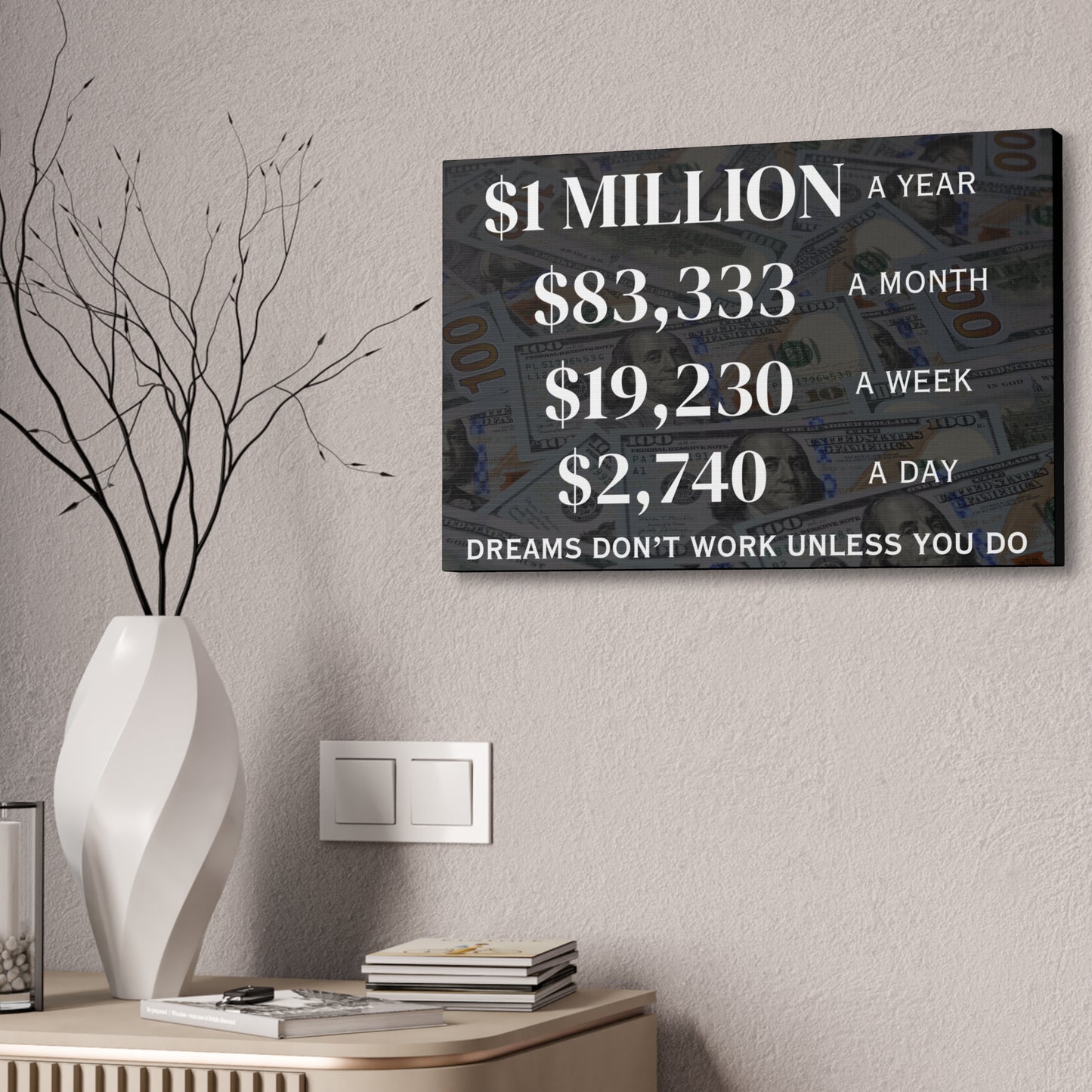 $1 Million Dollars A Year Wall Canvas