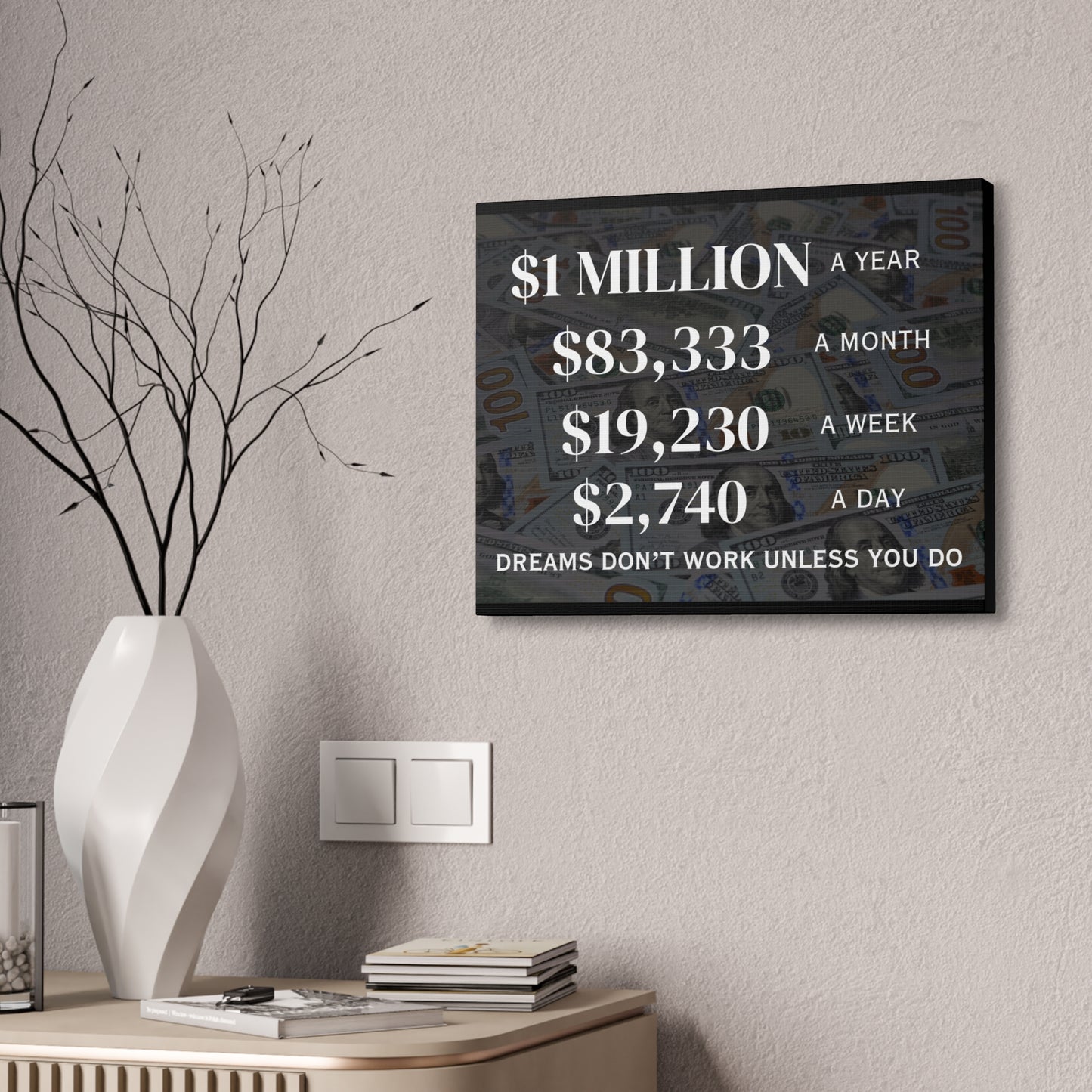 $1 Million Dollars A Year Wall Canvas