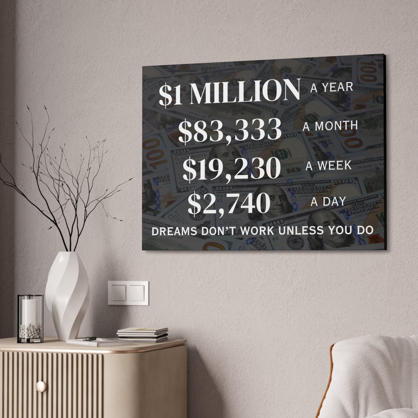 $1 Million Dollars A Year Wall Canvas