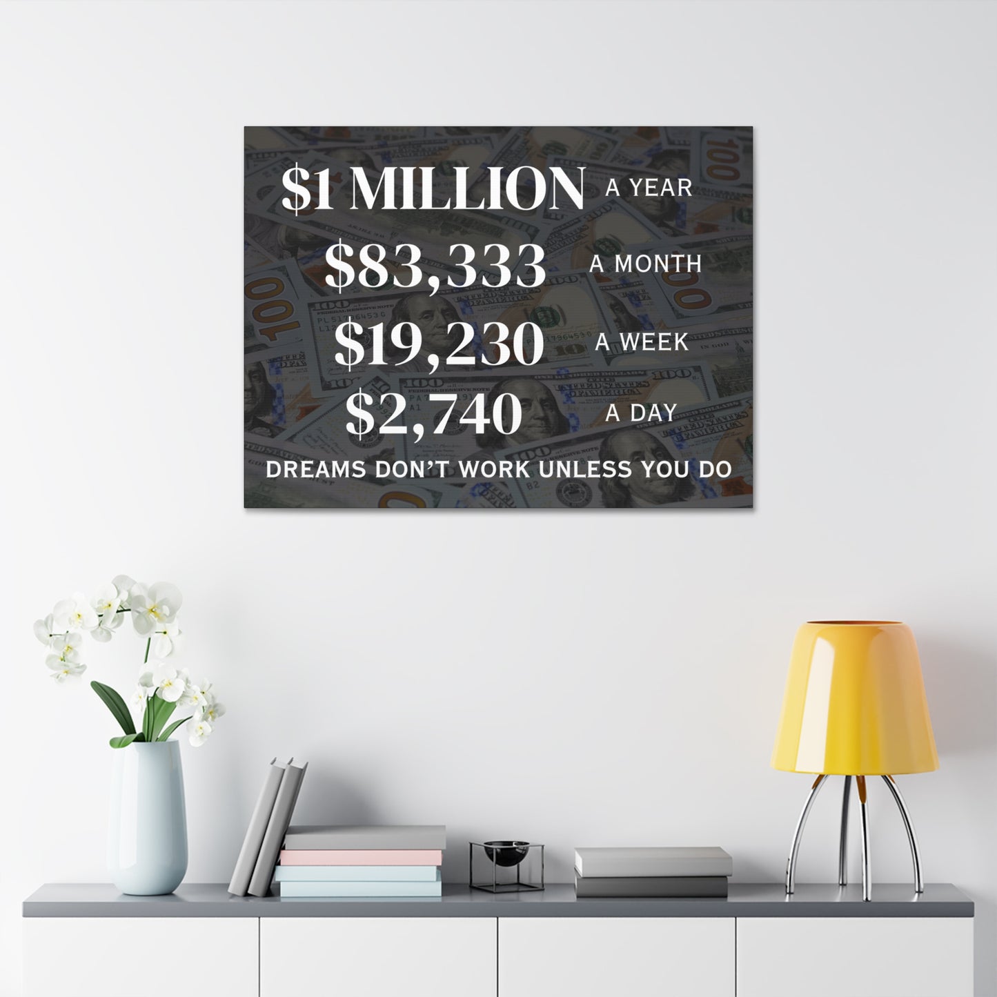 $1 Million Dollars A Year Wall Canvas