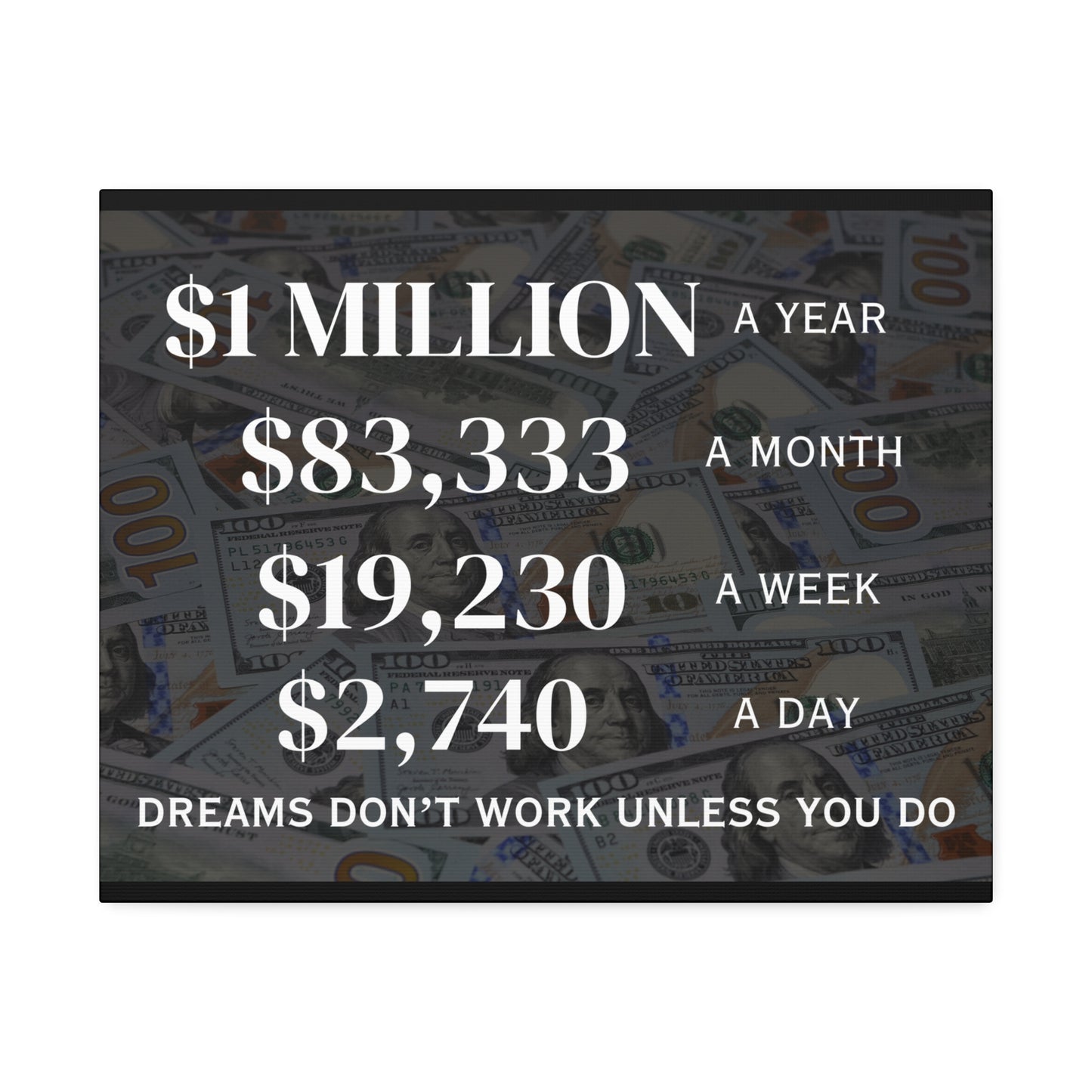 $1 Million Dollars A Year Wall Canvas