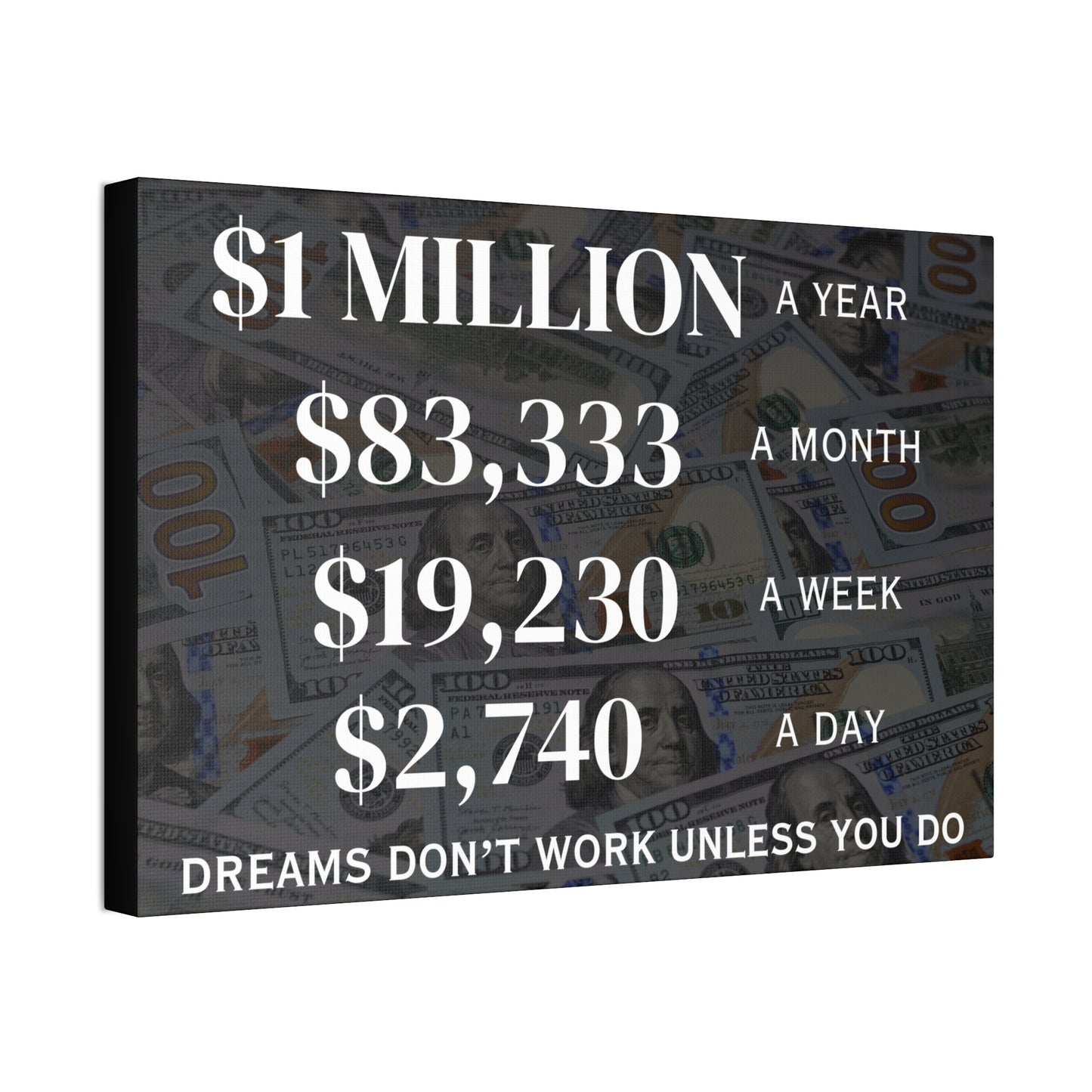 $1 Million Dollars A Year Wall Canvas