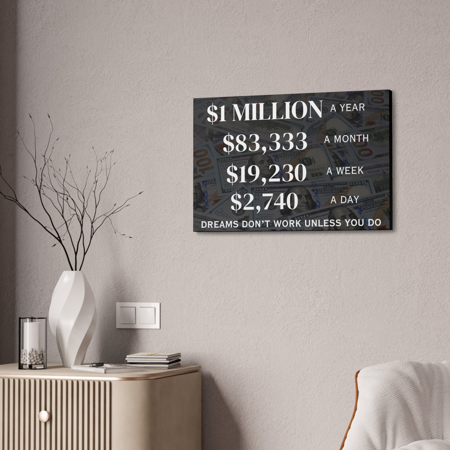 $1 Million Dollars A Year Wall Canvas