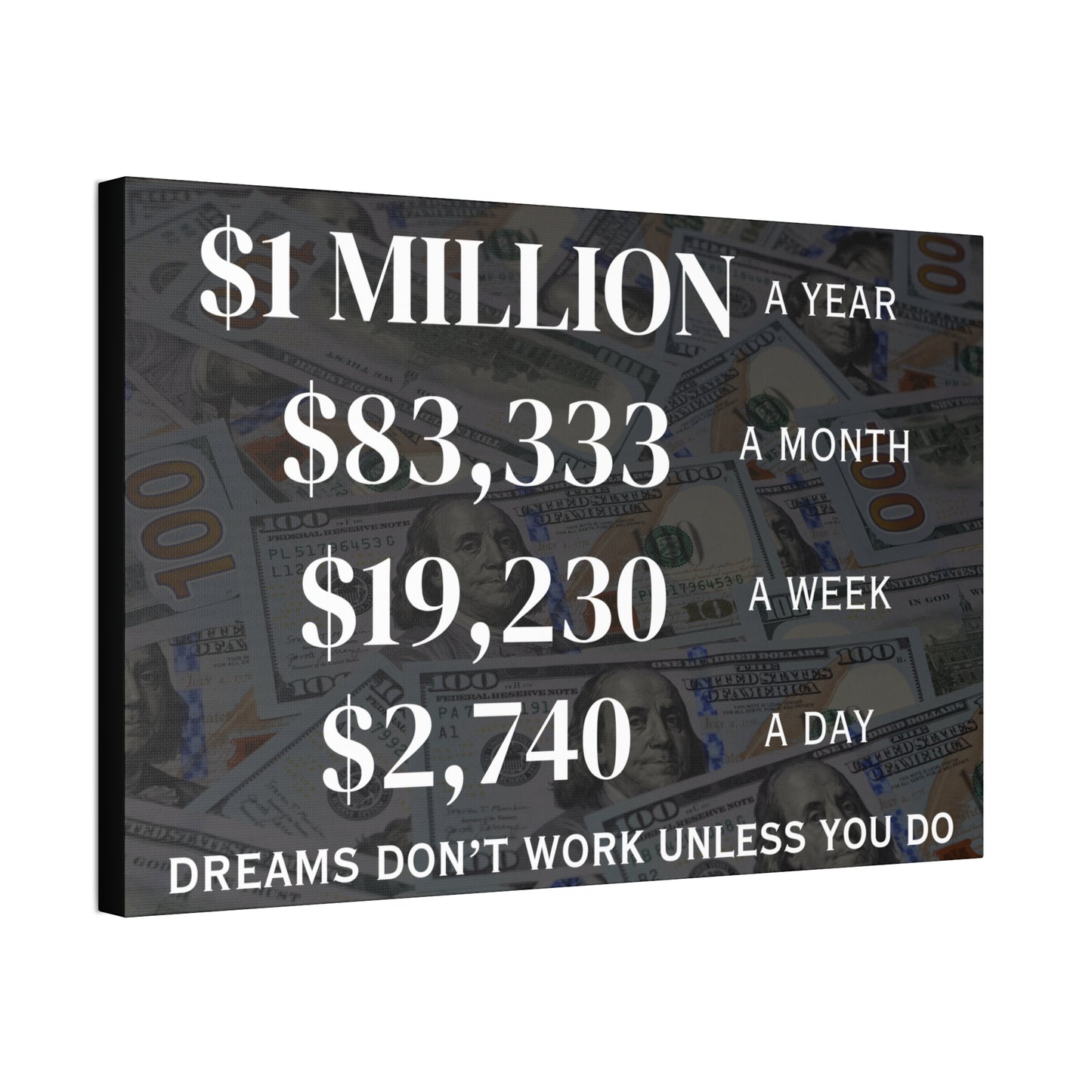 $1 Million Dollars A Year Wall Canvas